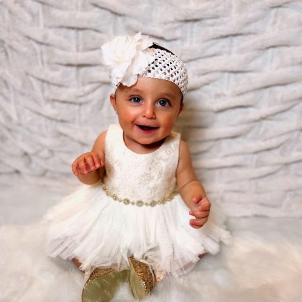Stunning Ivory White Formal Baby Dress